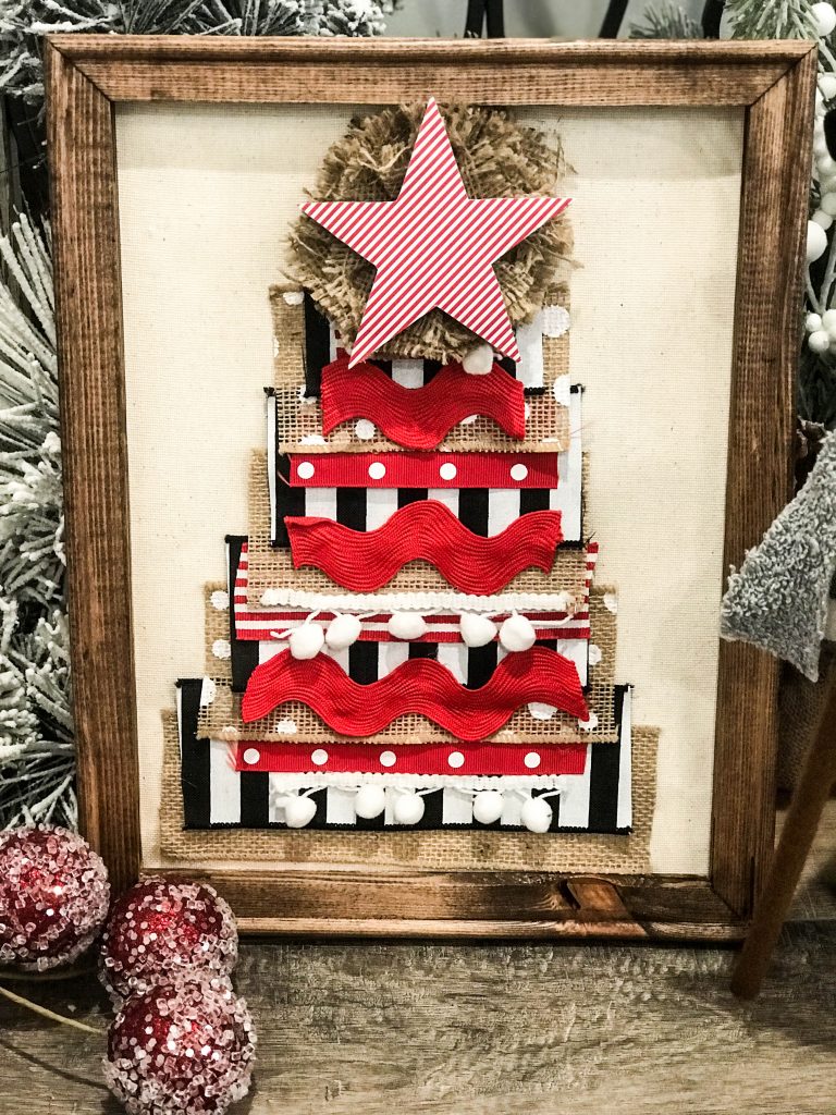 How to make a reverse canvas Christmas ribbon tree - Re-Fabbed