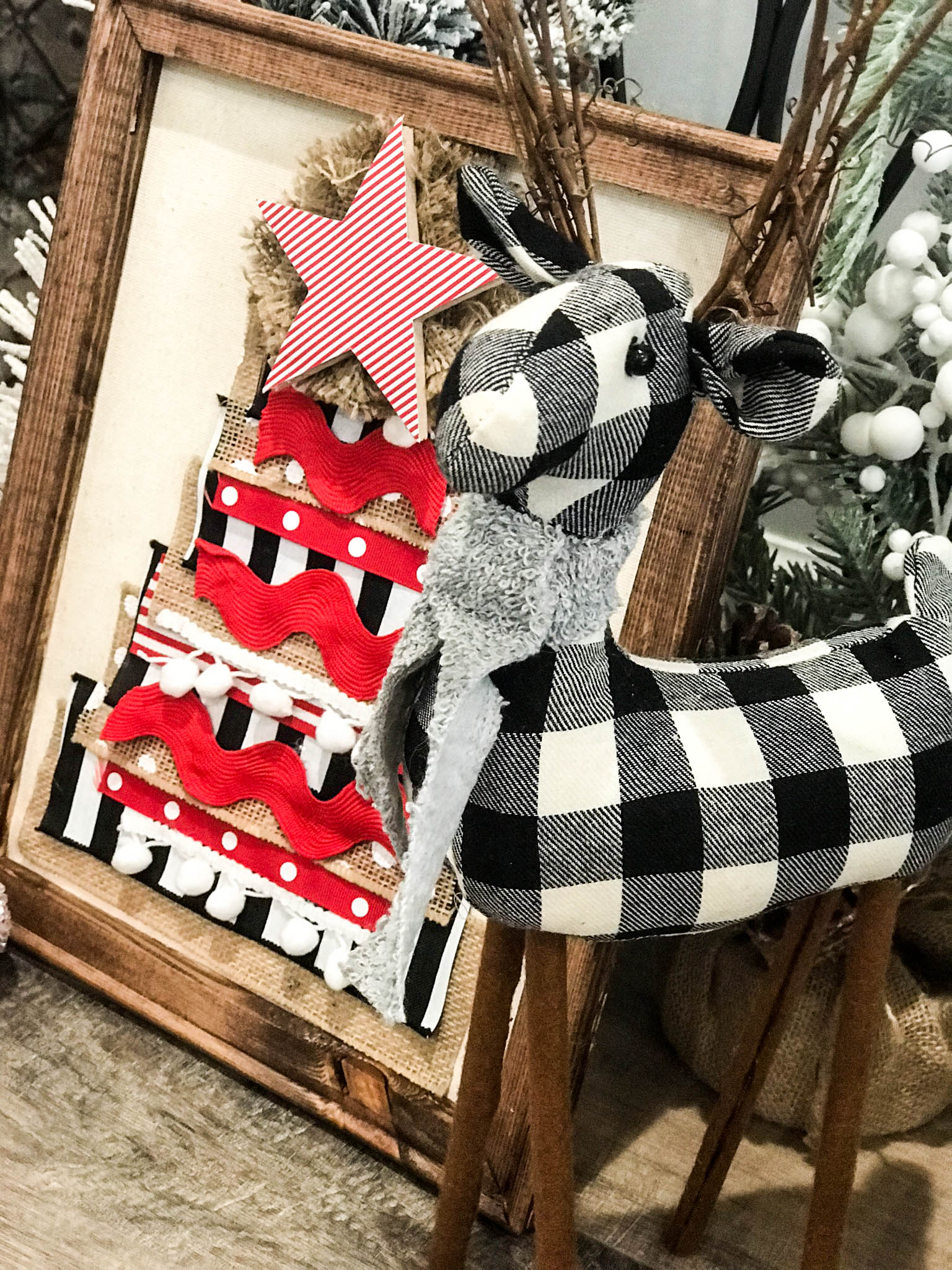 How to make a reverse canvas Christmas ribbon tree - Re-Fabbed