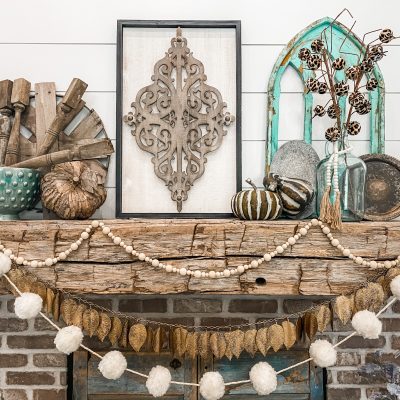 Rustic Boho Inspired Fall Mantel