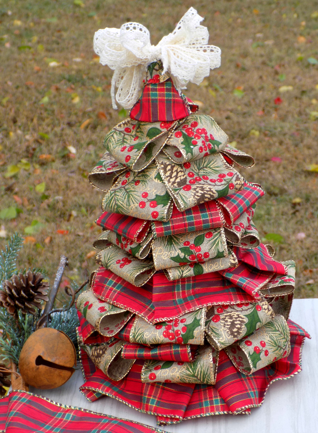 Dollar Tree DIY Funnel Ribbon Christmas Tree Tutorial One Savvy Mom