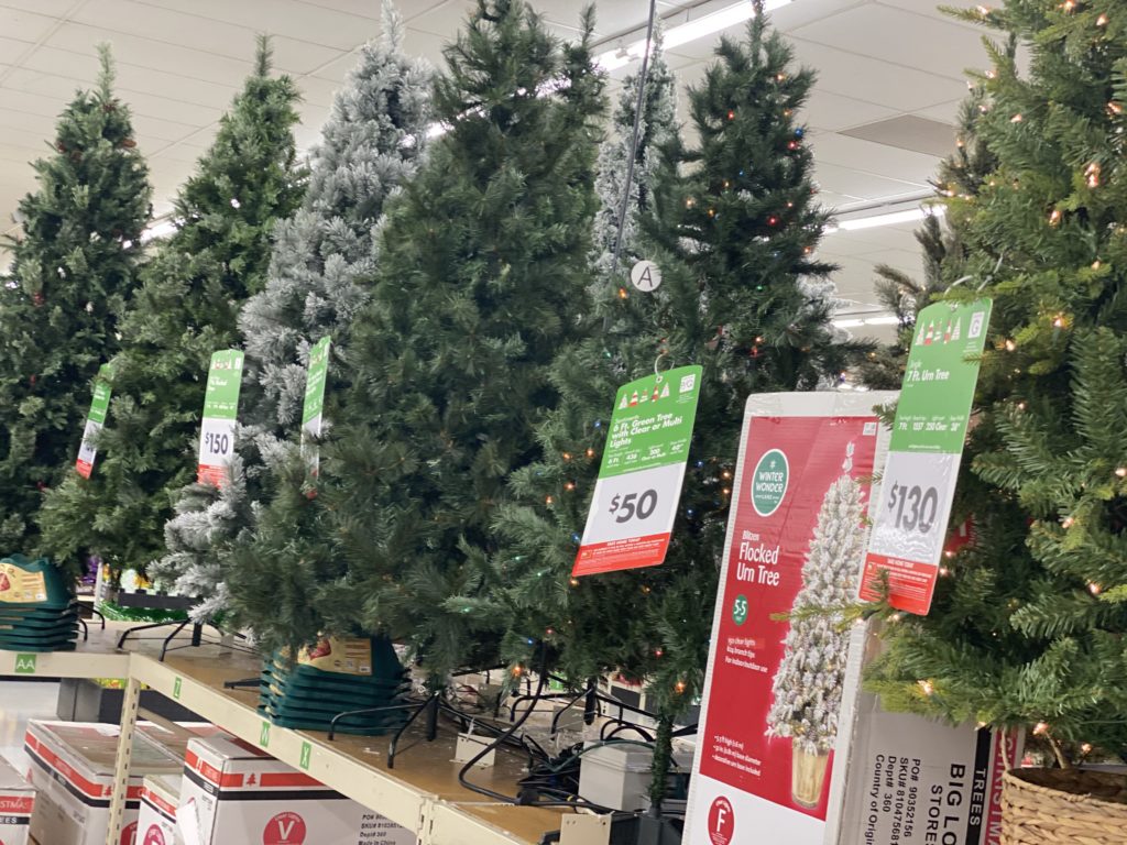 Christmas trees at shop big lots