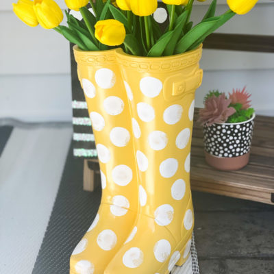 rubber boots planter makeover