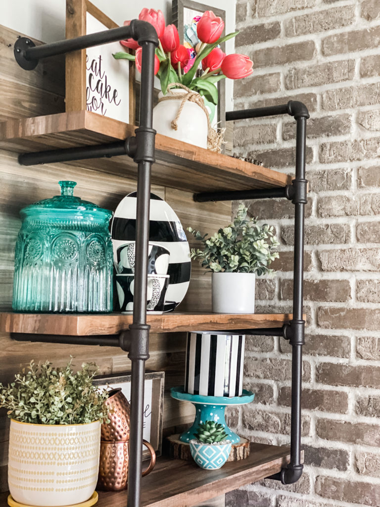 spring coffee bar with beautiful black and white decor