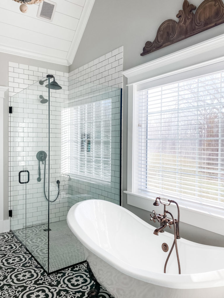 master bathroom clawfoot tub and shower