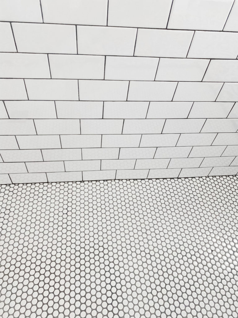 black and white tile shower