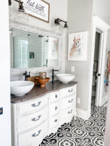 master bathroom view of the vanity and mirror