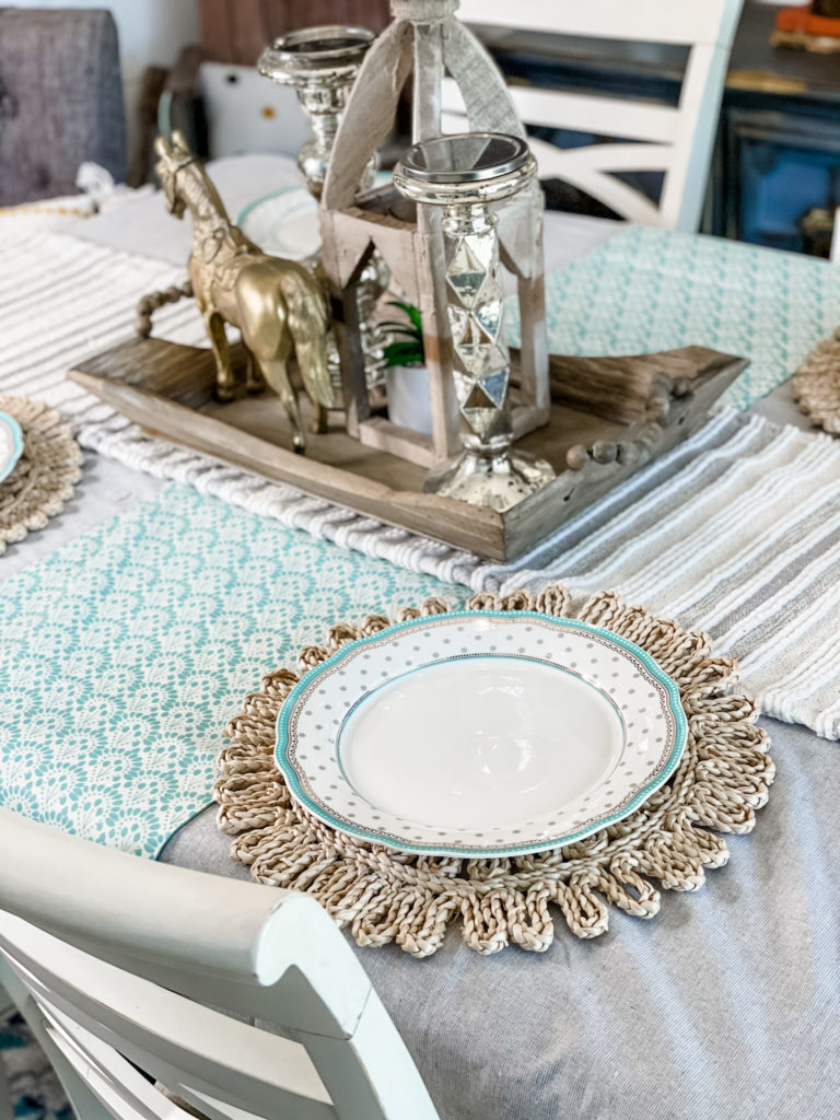 dining table with two table runners