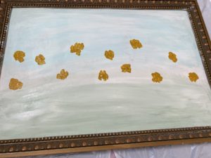 began adding "flowers" to the painting. started with mustard color
