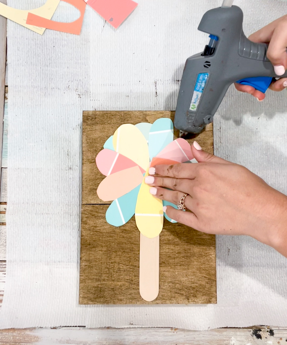 hot glue your petals down