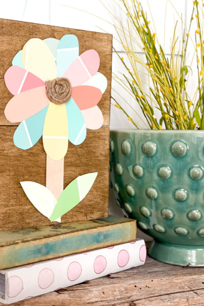 dollar tree paint chip flower sign