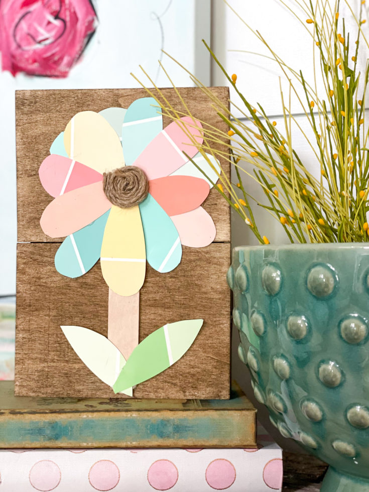 dollar tree paint chip flower sign