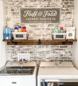 laundry room in a mobile home after with the german smear makeover