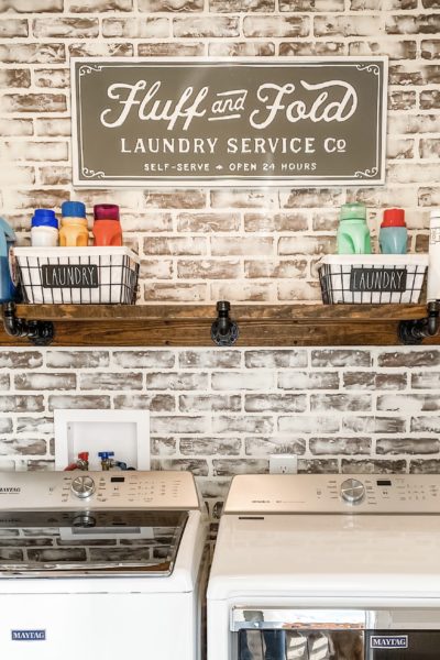 laundry room in a mobile home after with the german smear makeover