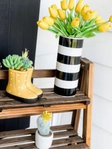 yellow and white polka dot planter