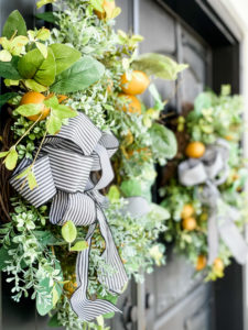 lemon wreaths on spring front porch