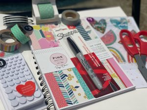 items used for homemade stationery card