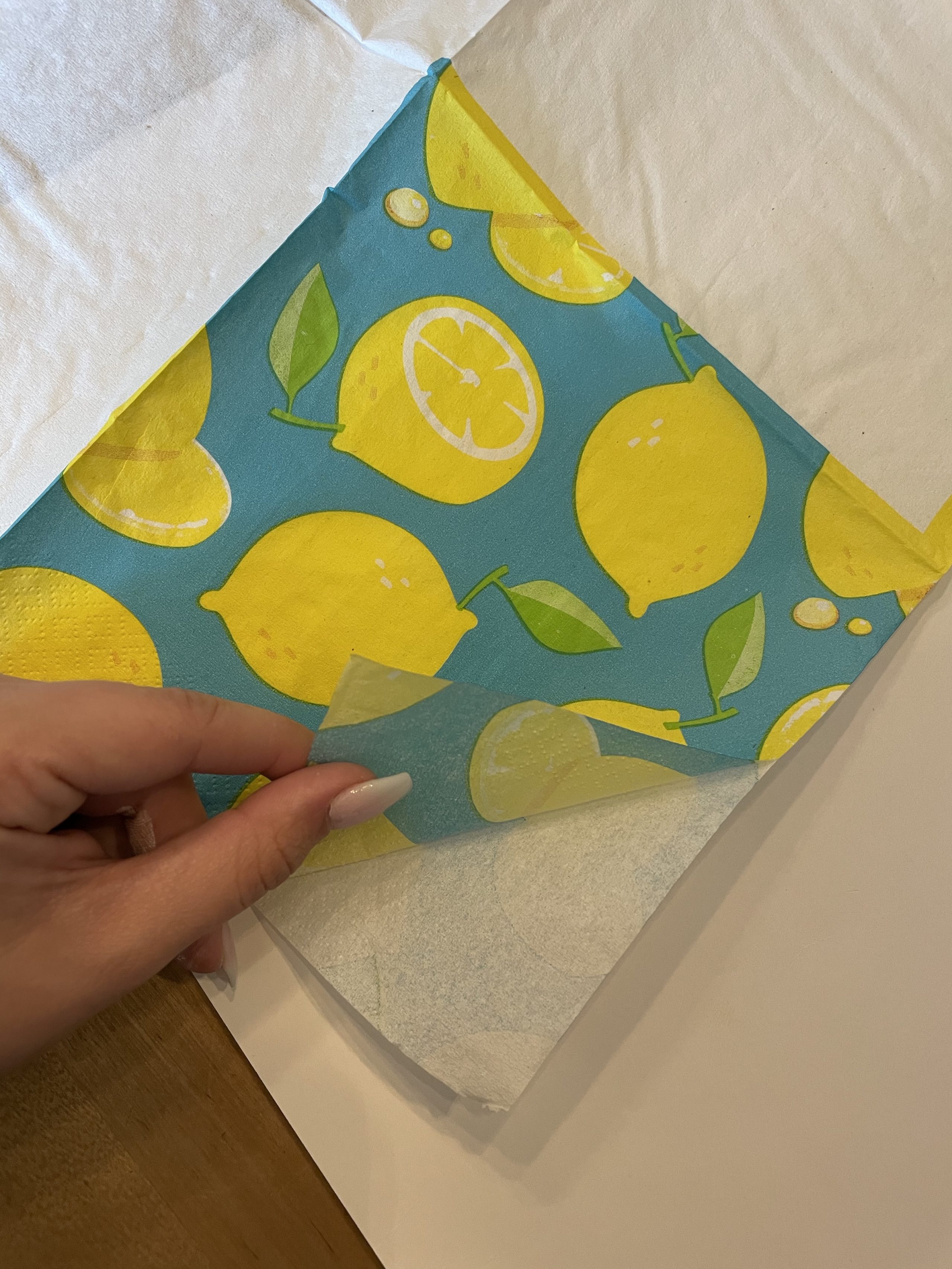 peeling off first layer of napkin