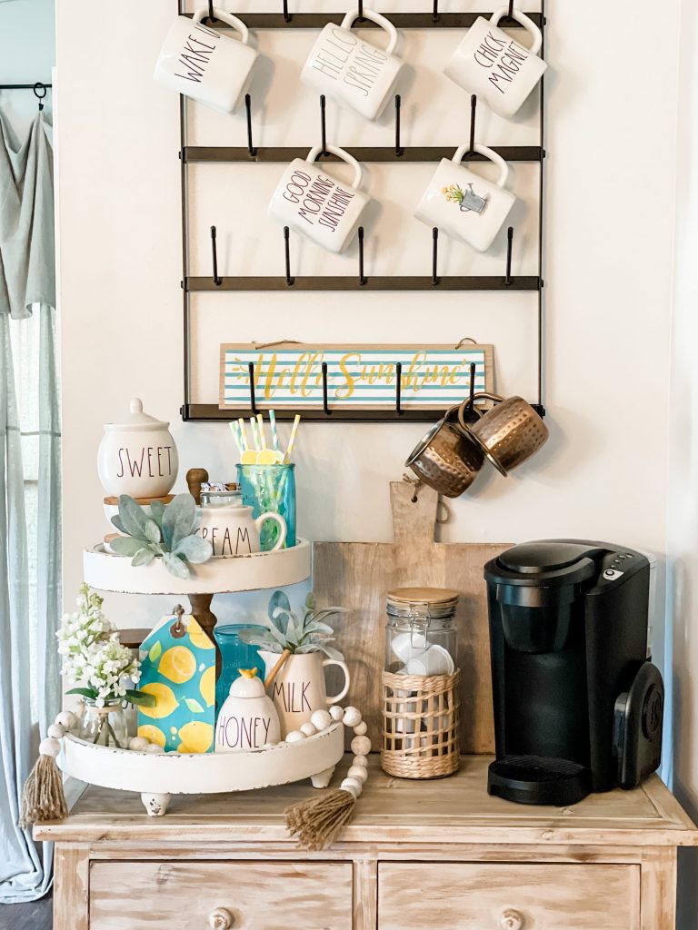 lemon themed coffee bar for small coffee bar