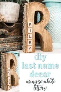 wooden letter scrabble decor