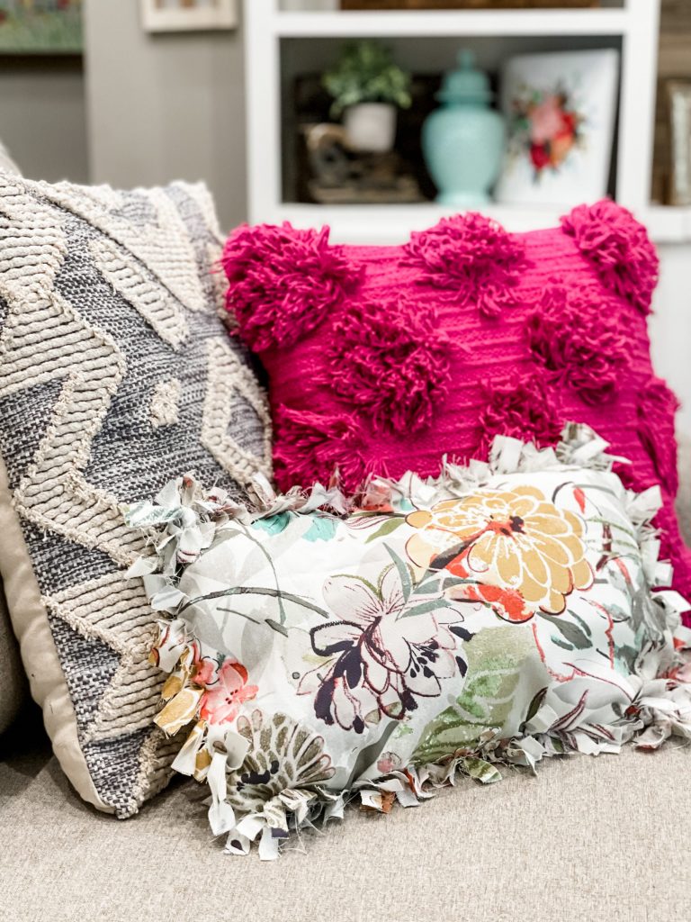 how to make a diy tied rag throw pillow