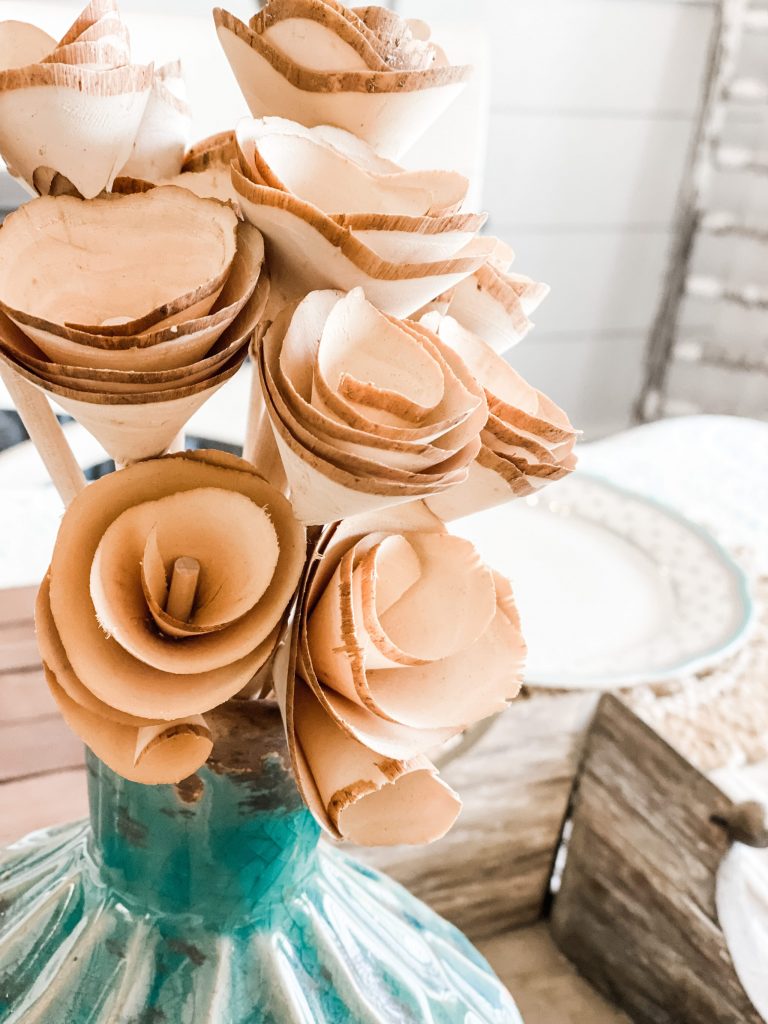 diy wooden rose shaving bouquet for table centerpiece