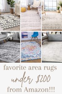 pinterest image for favorite area rugs on amazon under 200