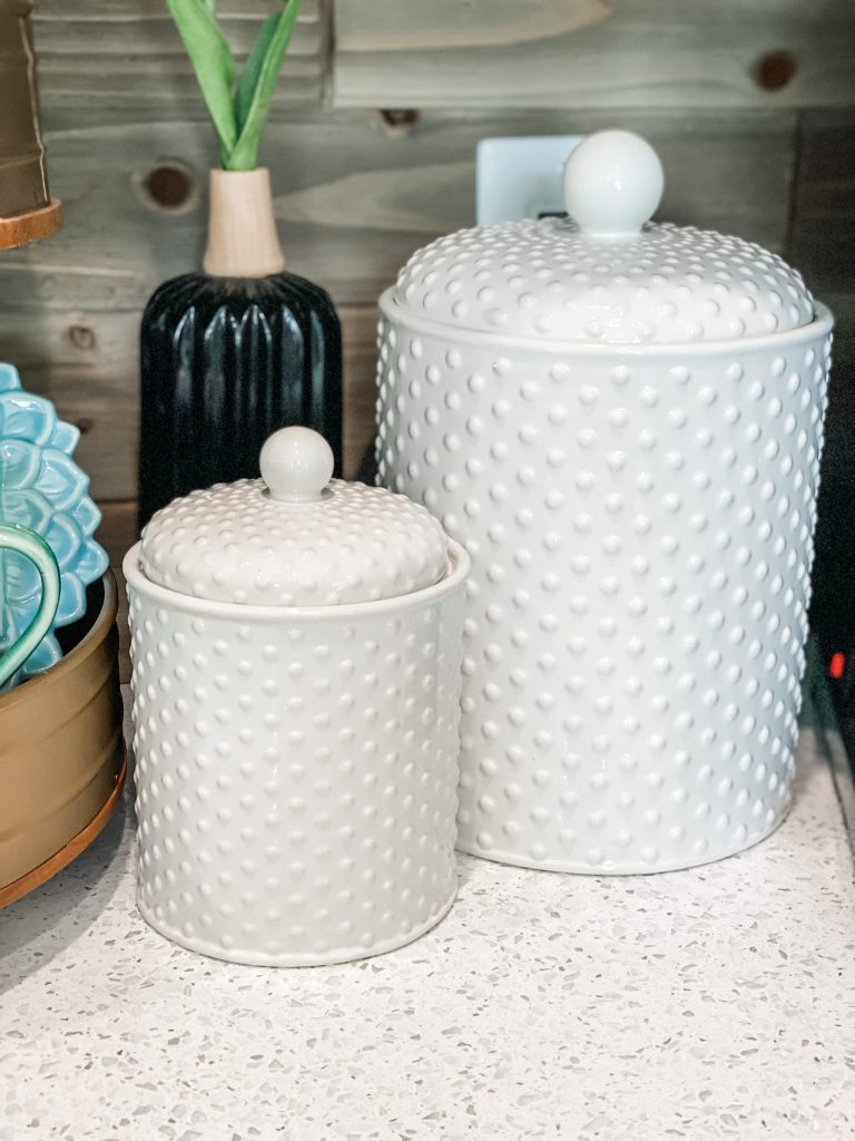 white canisters with dots burkes outlet