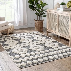 grey and white area rug on amazon under 200