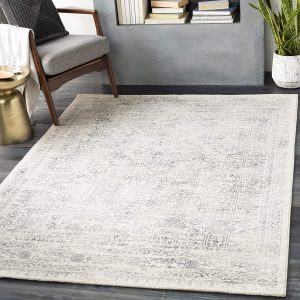 grey and white area rug on amazon under 200