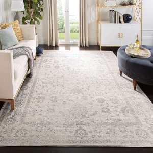 grey and white area rug on amazon under 200