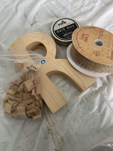 supplies needed to make the wooden letter scrabble decor
