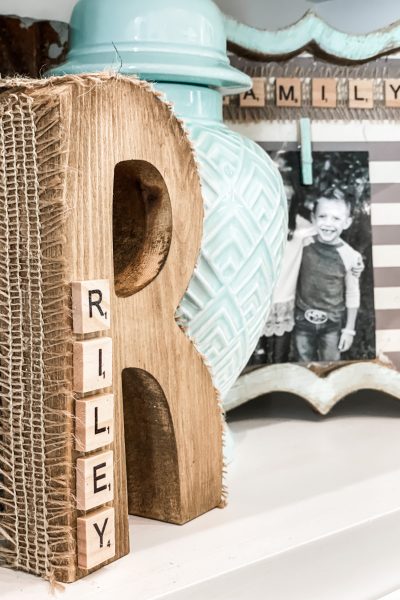 wooden letter scrabble decor