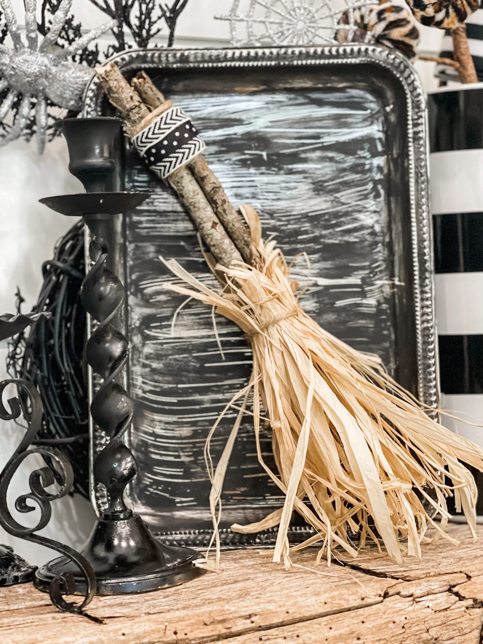 diy Dollar Tree witches broom ReFabbed