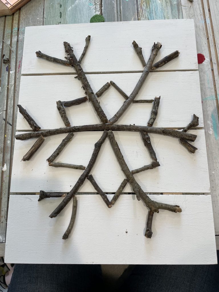 form your sticks into a snowflake