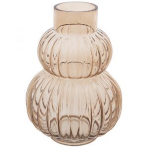 brown ribbed gourd vase