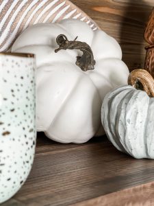 close up of pumpkins on fall coffee bar