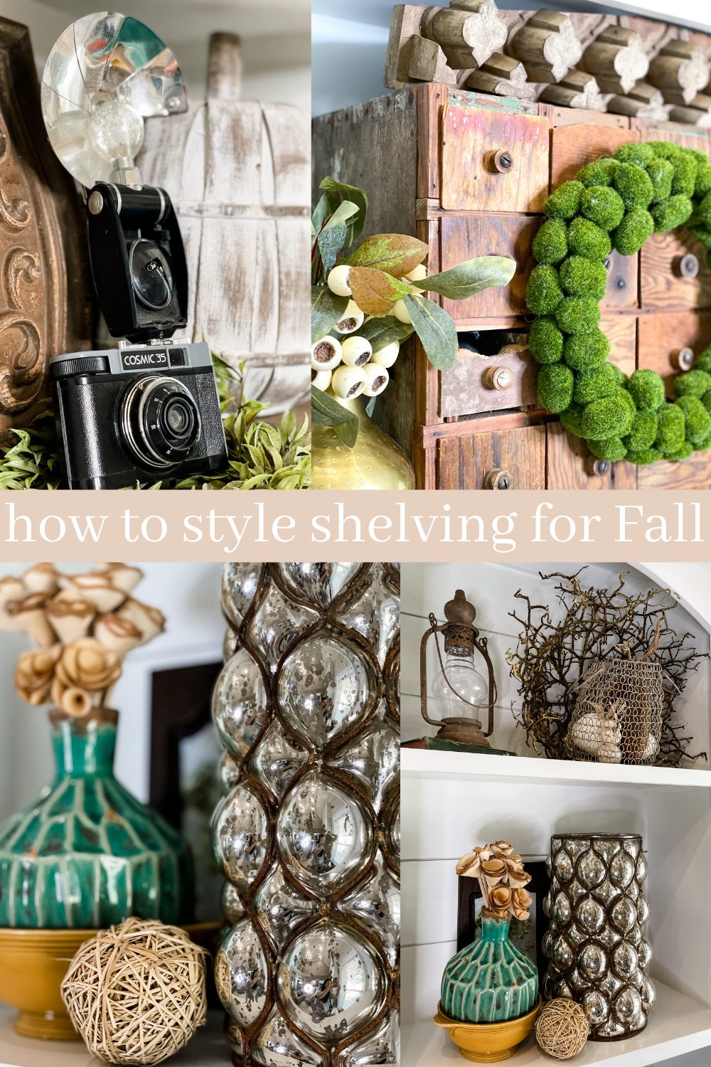 styling built-in shelving for Fall - Re-Fabbed