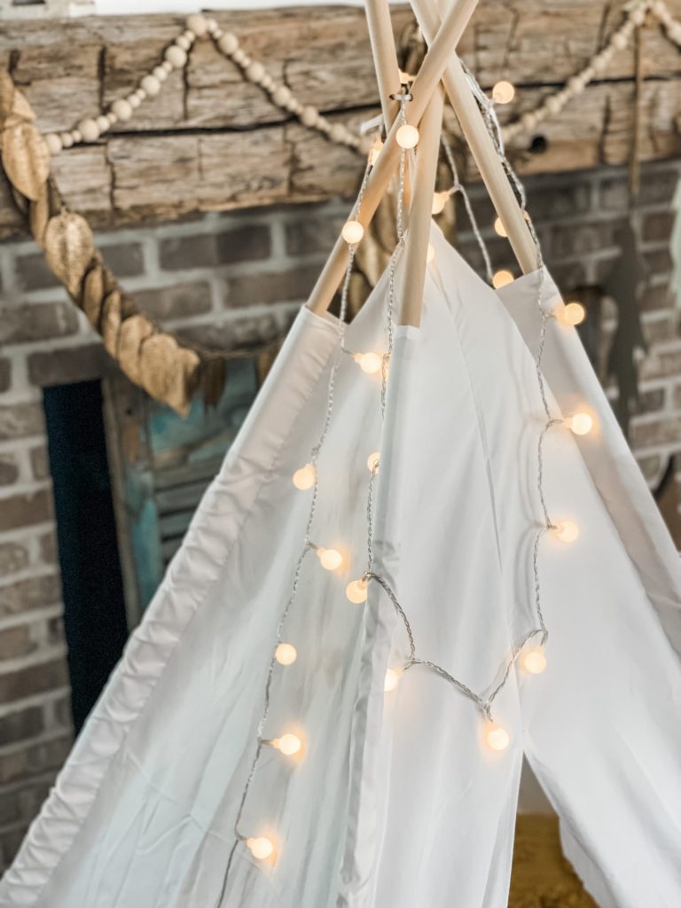 teepees set up in the living room