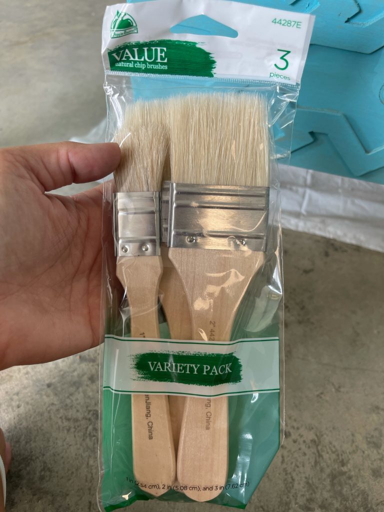 pack of paint brushes used to paint this side table