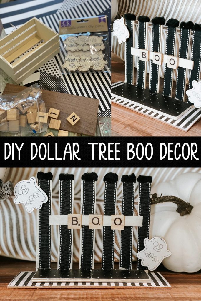 pinterest image for diy dollar tree boo decor