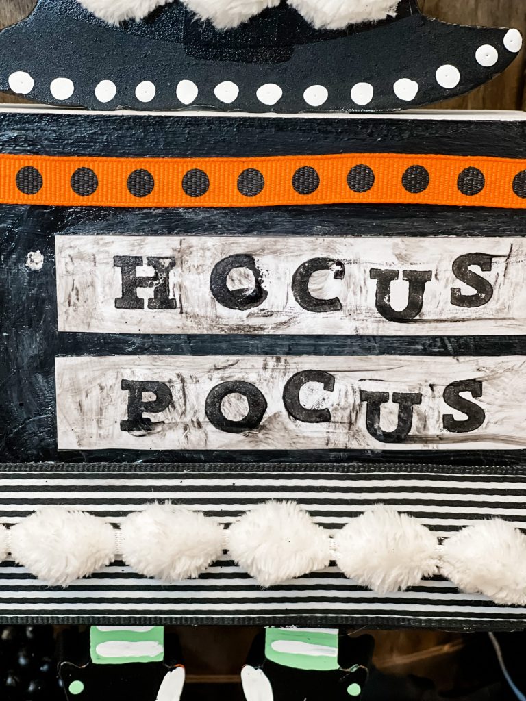 final product of the big lots sign makeover - hocus pocus sign