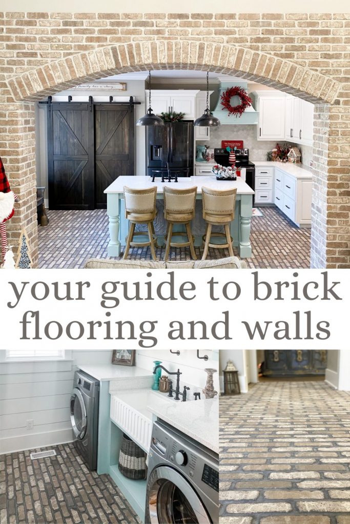 pinterest image for your guide to brick flooring