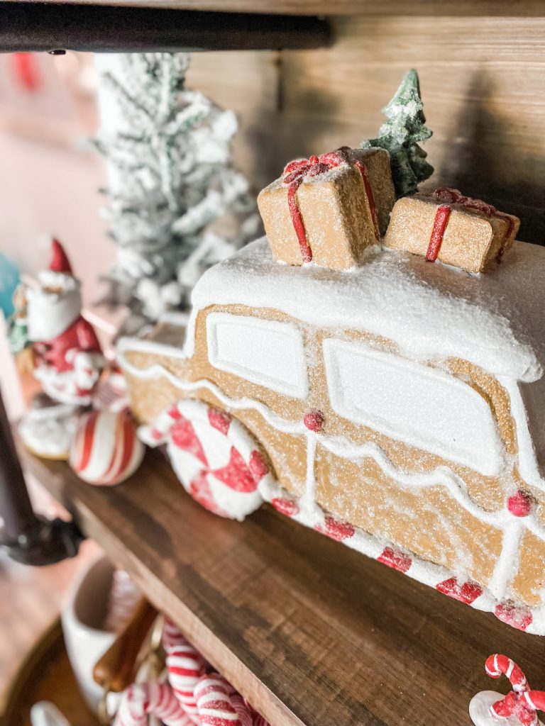 picture of gingerbread truck on hot cocoa bar