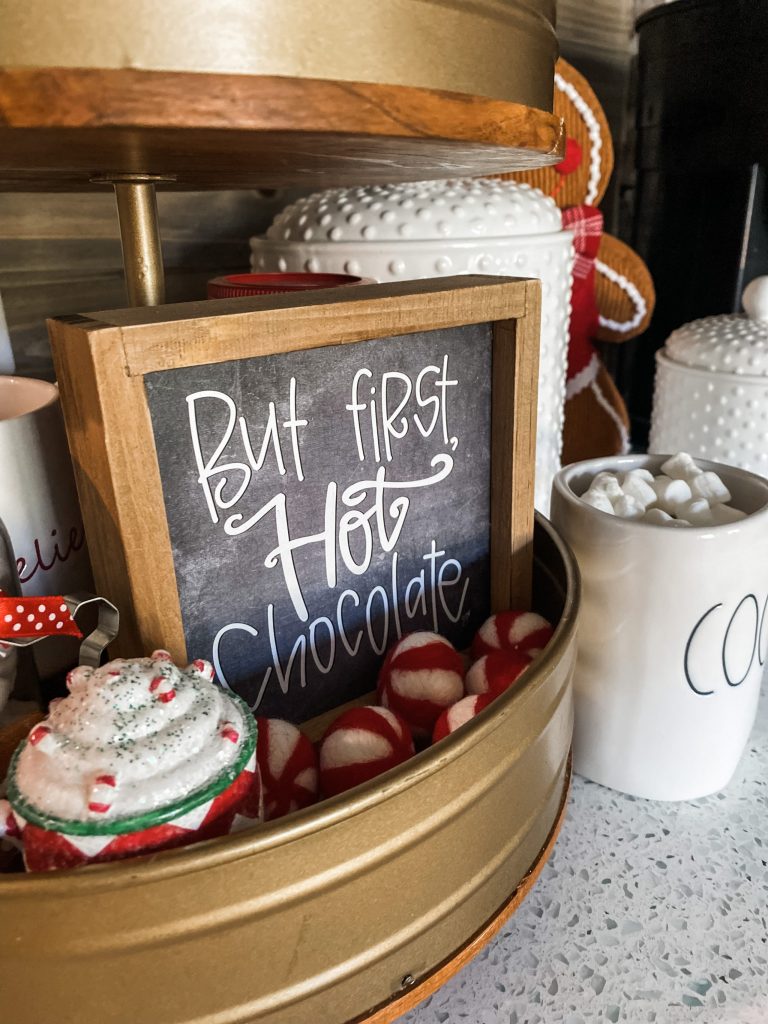 picture of tiered tray hot cocoa bar