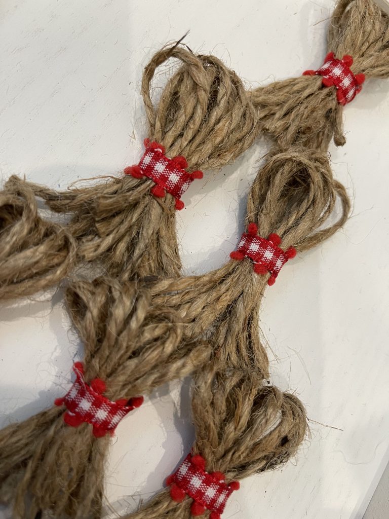 twine tassels with ribbon