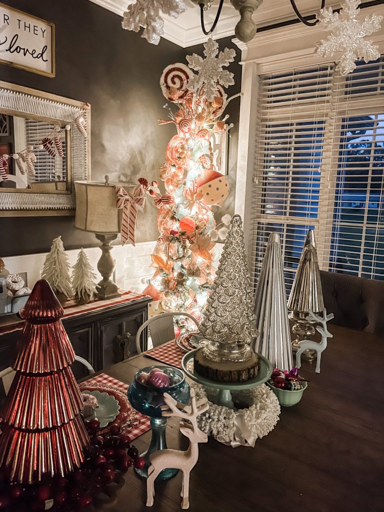 dining room tree at night