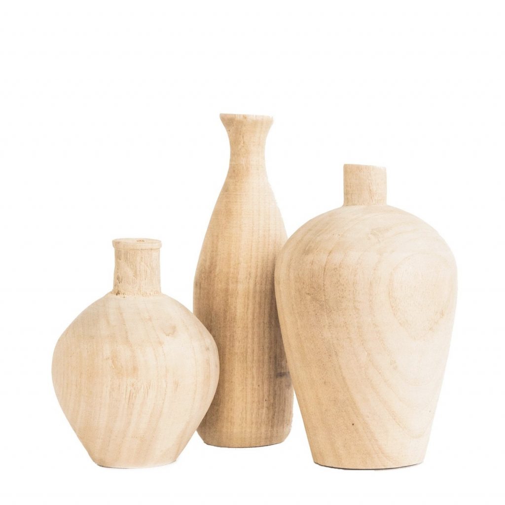 wooden vases