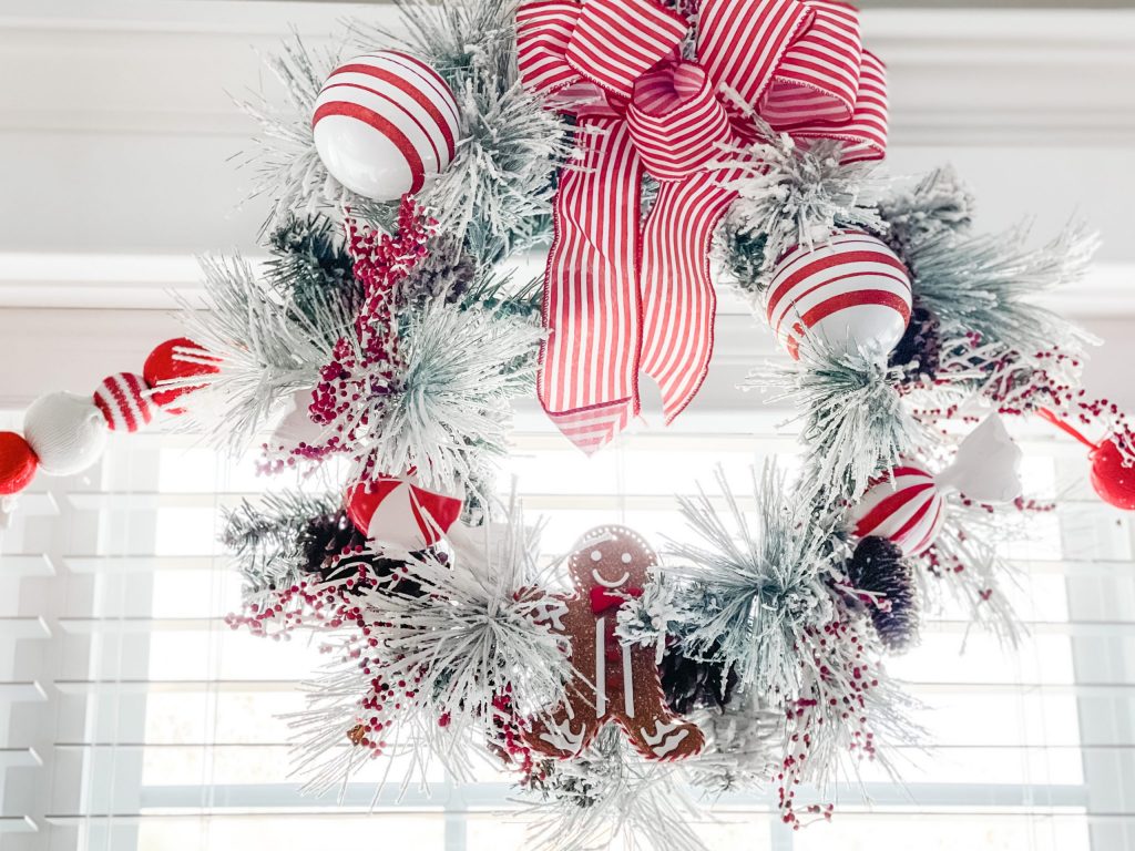 christmas wreath in kitchen