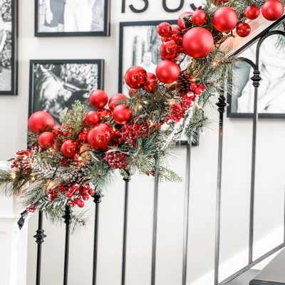 how to hang christmas garland on a staircase