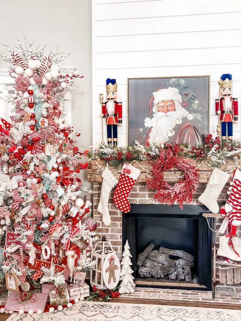 red and white living room